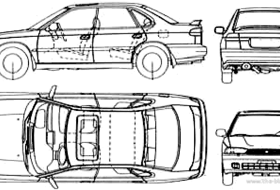 Subaru Legacy (1994) - Субару - чертежи, габариты, рисунки автомобиля