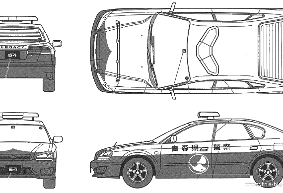 Subaru Legacy B4 Patrol Car - Субару - чертежи, габариты, рисунки автомобиля
