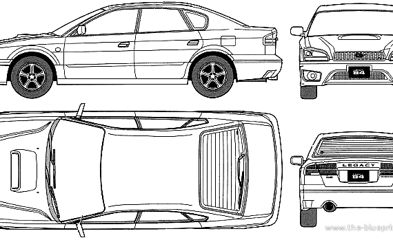 Subaru Legacy B4 RSK (2001) - Субару - чертежи, габариты, рисунки автомобиля