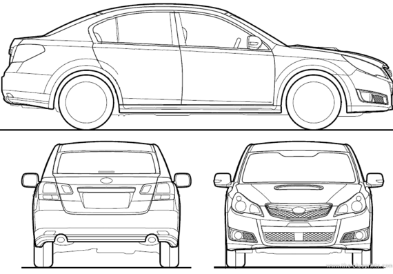 Subaru Legacy B4 S4 (2009) - Субару - чертежи, габариты, рисунки автомобиля
