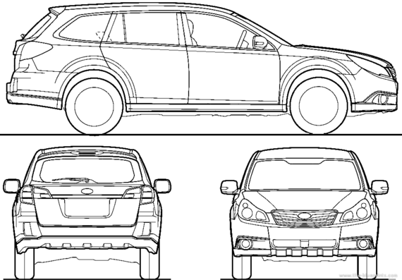 Subaru Legacy B4 S4 Outback (2009) - Субару - чертежи, габариты, рисунки автомобиля