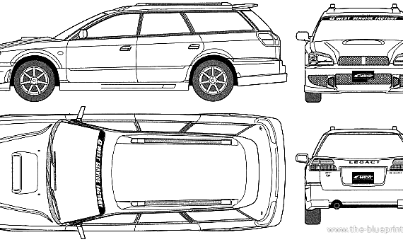 Subaru Legacy B4 Touring Wagon (2002) - Субару - чертежи, габариты, рисунки автомобиля