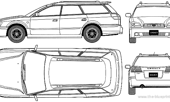 Subaru Legacy B4 Touring Wagon TS (2001) - Субару - чертежи, габариты, рисунки автомобиля