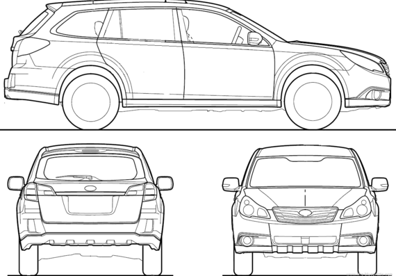 Subaru Legacy Outback (2010) - Субару - чертежи, габариты, рисунки автомобиля