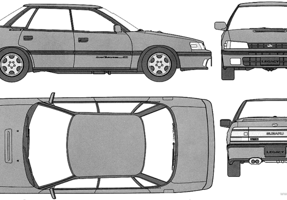 Subaru Legacy RS (1991) - Субару - чертежи, габариты, рисунки автомобиля