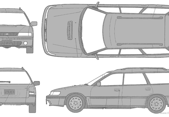 Subaru Legacy Touring Wagon - Субару - чертежи, габариты, рисунки автомобиля
