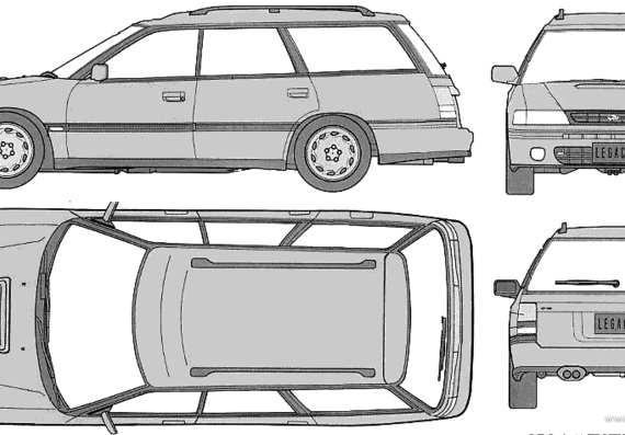 Subaru Legacy Touring Wagon GT (1991) - Субару - чертежи, габариты, рисунки автомобиля