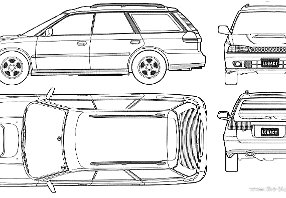 Subaru Legacy Touring Wagon GT (1999) - Субару - чертежи, габариты, рисунки автомобиля