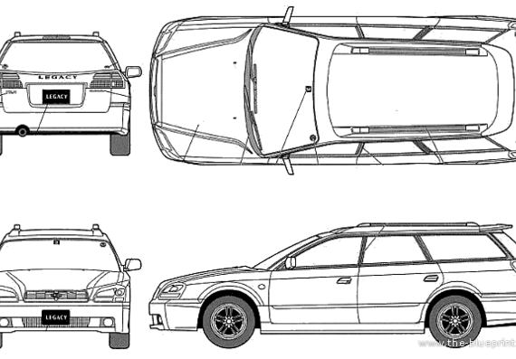 Subaru Legacy Touring Wagon TS type R - Субару - чертежи, габариты, рисунки автомобиля