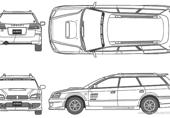 Subaru Legacy Touring Wagong C-WEST - Субару - чертежи, габариты, рисунки автомобиля