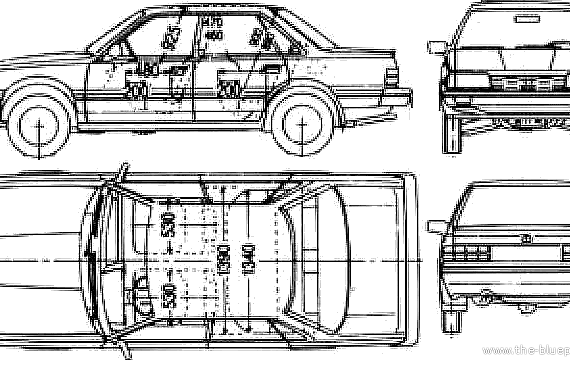 Subaru Leone 4-Door 1600 (1988) - Субару - чертежи, габариты, рисунки автомобиля