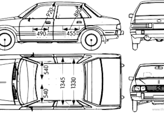 Subaru Leone 4-Door 1800 (1983) - Субару - чертежи, габариты, рисунки автомобиля