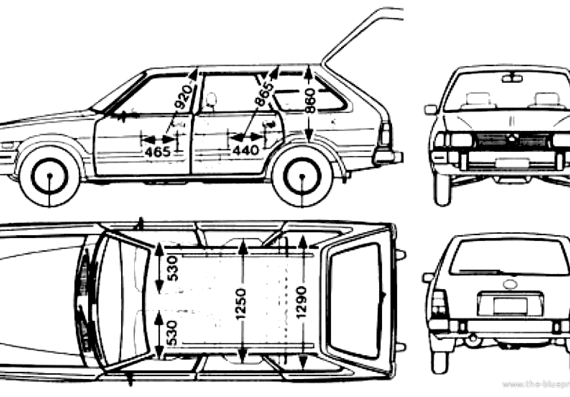 Subaru Leone Wagon 1600 (1981) - Субару - чертежи, габариты, рисунки автомобиля