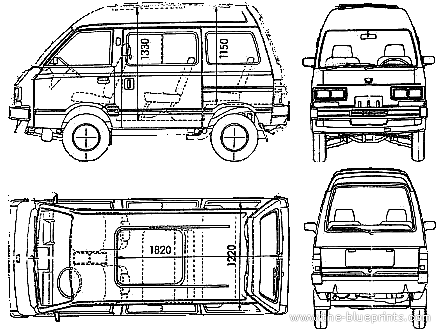 Subaru Libero (1985) - Субару - чертежи, габариты, рисунки автомобиля