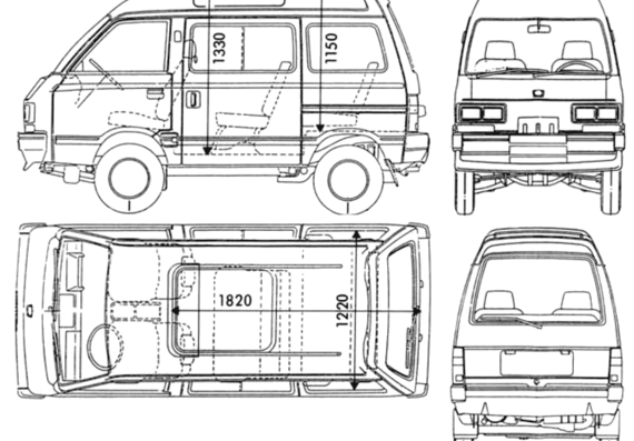 Subaru Libero (1990) - Субару - чертежи, габариты, рисунки автомобиля