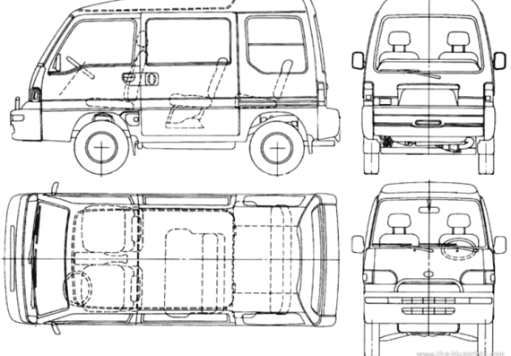 Subaru Libero (1994) - Субару - чертежи, габариты, рисунки автомобиля