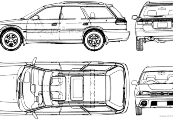 Subaru Outback (1996) - Субару - чертежи, габариты, рисунки автомобиля