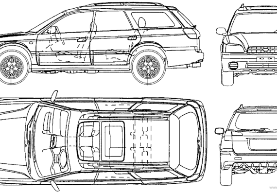 Subaru Outback (2003) - Субару - чертежи, габариты, рисунки автомобиля