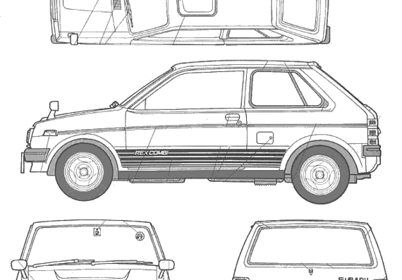 Subaru Rex Combi (1981) - Субару - чертежи, габариты, рисунки автомобиля
