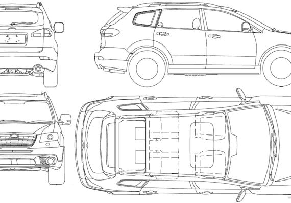 Subaru Tribeca (2008) - Субару - чертежи, габариты, рисунки автомобиля