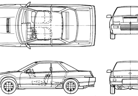 Subaru XT Turbo (1986) - Субару - чертежи, габариты, рисунки автомобиля