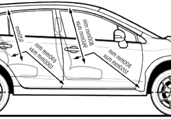 Subaru XV (2013) - Субару - чертежи, габариты, рисунки автомобиля