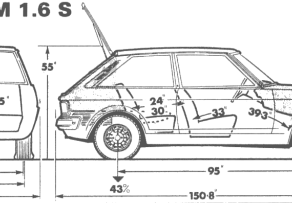 Sunbeam 1.6s - Sunbim - drawings, dimensions, pictures of the car