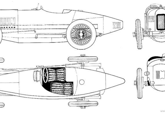 Sunbeam 1923 GP - Гоночный Classics - чертежи, габариты, рисунки автомобиля