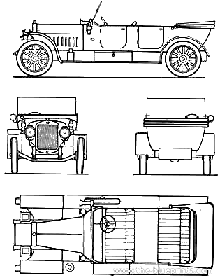 Sunbeam T12 Staff Car (1915) - Sunbim - drawings, dimensions, pictures of the car