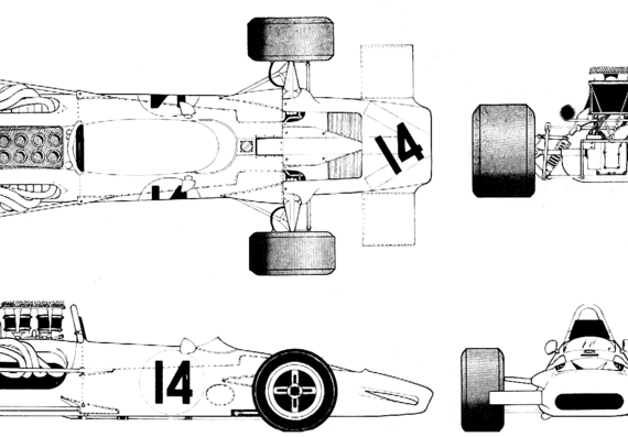 Surtees TS5 F5000 (1969) - Разные автомобили - чертежи, габариты, рисунки автомобиля