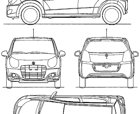 Suzuki A-Star (Alto) (2009) - Сузуки - чертежи, габариты, рисунки автомобиля