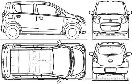 Suzuki Alto (2010) - Сузуки - чертежи, габариты, рисунки автомобиля
