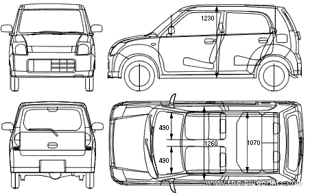 Suzuki Alto 5-Door (2005) - Сузуки - чертежи, габариты, рисунки автомобиля