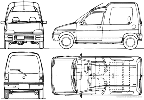 Suzuki Alto Hustle (1991) - Сузуки - чертежи, габариты, рисунки автомобиля
