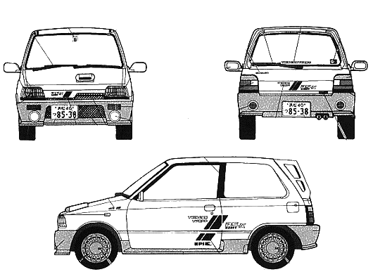 Suzuki Alto Works RS-X (1987) - Сузуки - чертежи, габариты, рисунки автомобиля