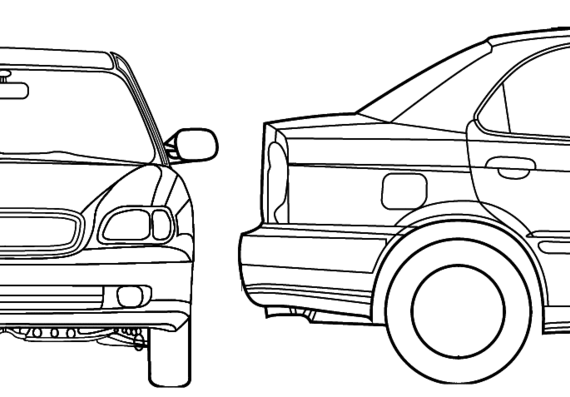 Suzuki Baleno (1998) - Сузуки - чертежи, габариты, рисунки автомобиля