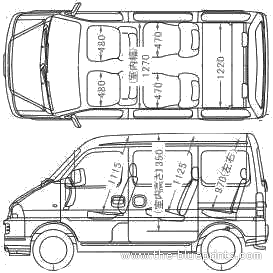 Suzuki Every Landy (2005) - Сузуки - чертежи, габариты, рисунки автомобиля