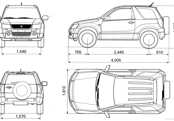 Suzuki Gran Vitara 3-Door - Сузуки - чертежи, габариты, рисунки автомобиля