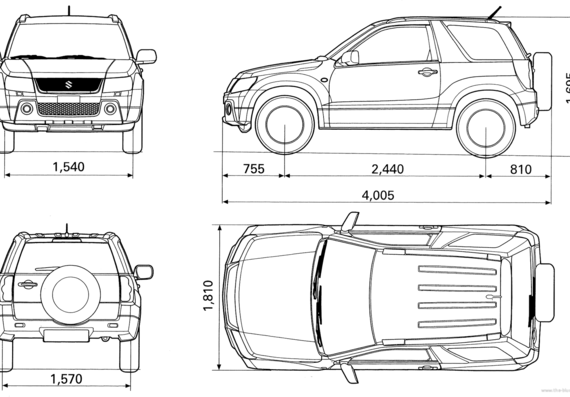 Suzuki Grand Vitara 3-Door (2006) - Сузуки - чертежи, габариты, рисунки автомобиля