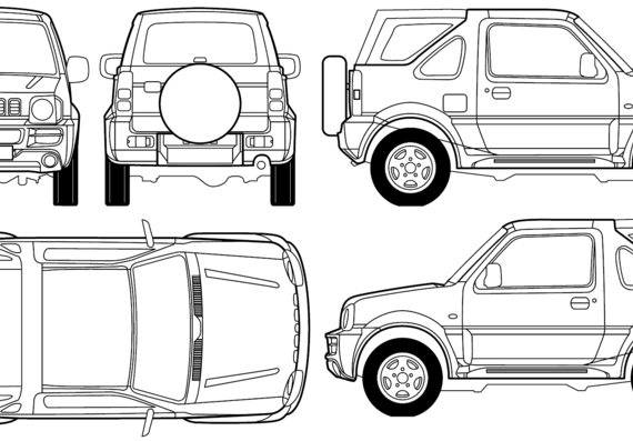 Suzuki Jimny Soft Top (2007) - Сузуки - чертежи, габариты, рисунки автомобиля