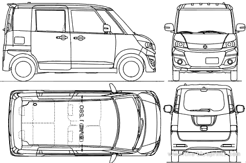 Suzuki Palette SW (2010) - Сузуки - чертежи, габариты, рисунки автомобиля