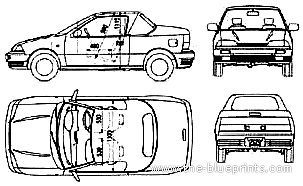 Suzuki Swift Cabriolet (1988) - Сузуки - чертежи, габариты, рисунки автомобиля