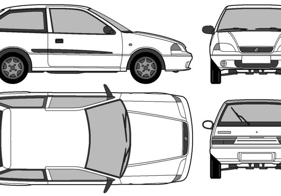 Suzuki Swift GS 3-Door - Сузуки - чертежи, габариты, рисунки автомобиля