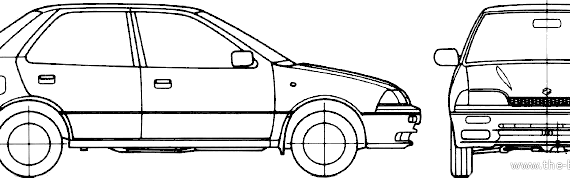 Suzuki Swift Mk2 1600GLX 4WD Saloon - Сузуки - чертежи, габариты, рисунки автомобиля