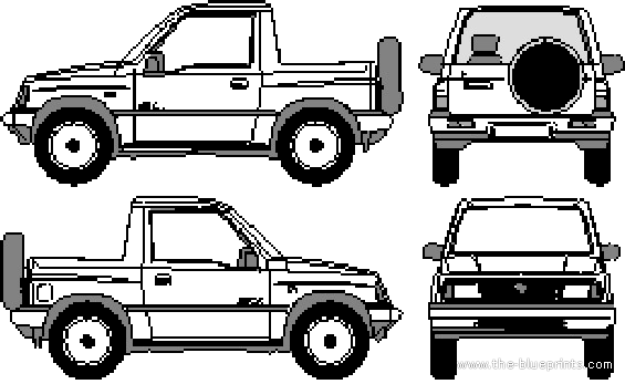 Suzuki Vitara 2-Door Soft Top (1994) - Сузуки - чертежи, габариты, рисунки автомобиля
