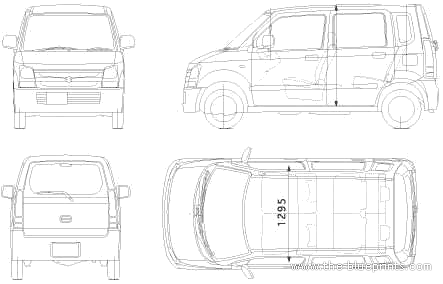 Suzuki Wagon R (2005) - Сузуки - чертежи, габариты, рисунки автомобиля