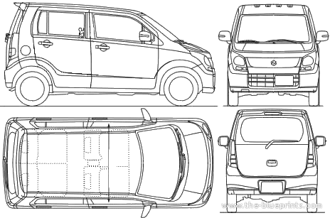 Suzuki Wagon R (2010) - Сузуки - чертежи, габариты, рисунки автомобиля