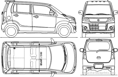 Suzuki Wagon R Stingray (2010) - Сузуки - чертежи, габариты, рисунки автомобиля