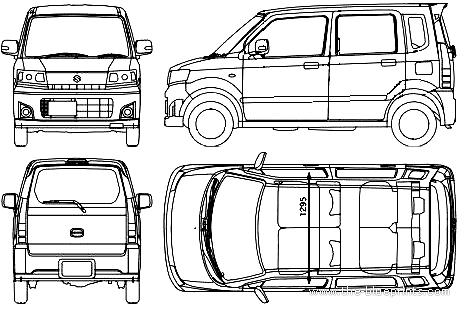 Suzuki Wagon R T (2007) - Сузуки - чертежи, габариты, рисунки автомобиля