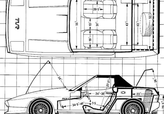 TVR 350i S2 (1985) - ТВР - чертежи, габариты, рисунки автомобиля